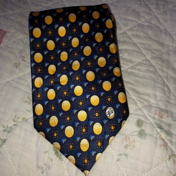 Versace Gold and Blue Silk Accessory Tie - Picture 9 of 9